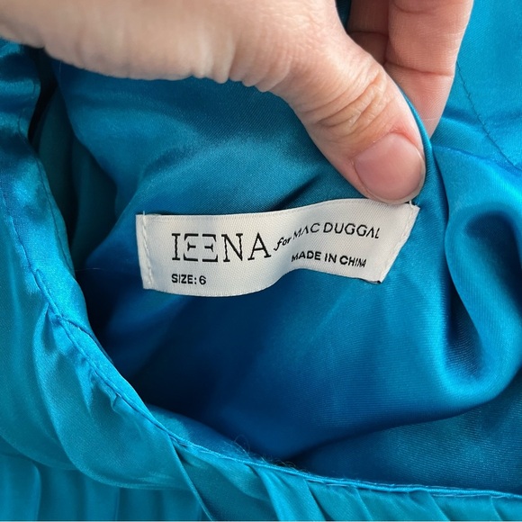 Mac Duggal Pleated Halter Neck Flowy Mini Trapeze Dress 49636 NWT Ocean Blue - Picture 10 of 12